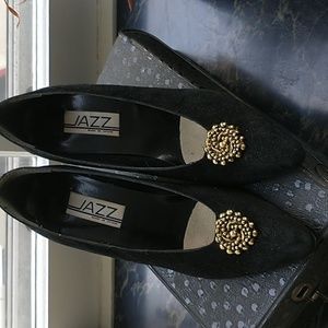 Vintage Jazz Heels Shoes Pumps in original Box Black Beaded Embellishment Size 9